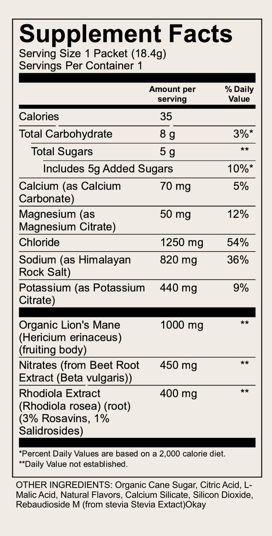 Flow supplement facts panel